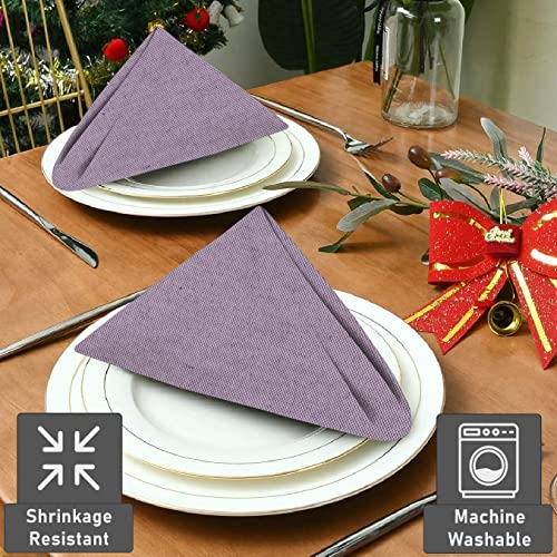 Ruvanti Cloth Napkins Set of 12, 18x18 Reusable Napkins Cloth Washable, Soft & Durable Table Napkins, Poly Cotton Fabric Dinner Napkins for Parties, Christmas, Thanksgiving, Weddings - Purple