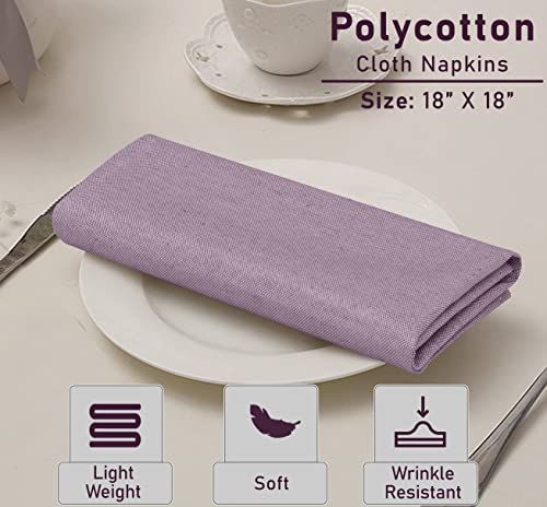 Ruvanti Cloth Napkins Set of 12, 18x18 Reusable Napkins Cloth Washable, Soft & Durable Table Napkins, Poly Cotton Fabric Dinner Napkins for Parties, Christmas, Thanksgiving, Weddings - Purple