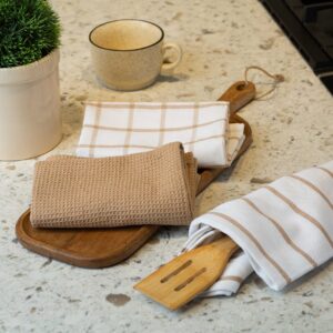 LANE LINEN Kitchen Towels Set - Pack of 6 Cotton Dish Towels for Drying Dishes, 18”x 28”, Kitchen Hand Towels, Tea Towels, Premium Dish Towels for Kitchen, Quick Drying Kitchen Towel Set - Beige