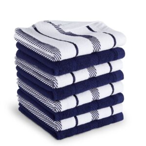kitchenaid albany dishcloth 8 pack set, cobalt blue/white, 12"x12"