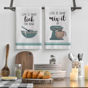 Artoid Mode Coffee Kitchen Ware Quote Funny Kitchen Towels and Dish Towels, 18 x 26 Inch Housewarming Daily Ultra Absorbent Drying Cloth Hand Towels and Tea Towels for Cooking Baking Set of 4