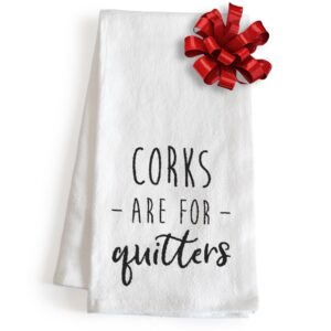 MAINEVENT Corks Are For Quitters 18x24 Inch White Cotton Hand Towel