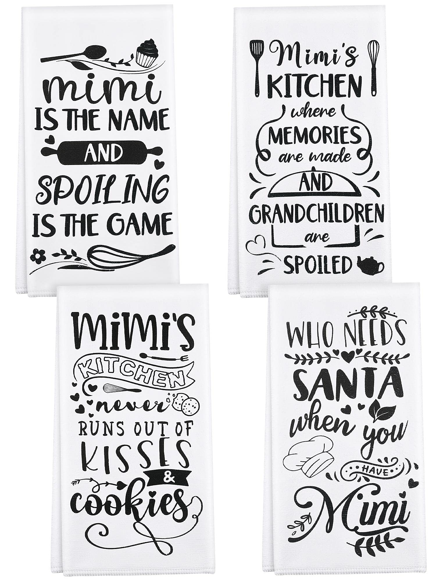 4 Pieces Nana Kitchen Towel Funny Dish Towel Microfiber Tea Towel Nana Gift for Home Birthday Kitchen Cooking Baking (Mimi)