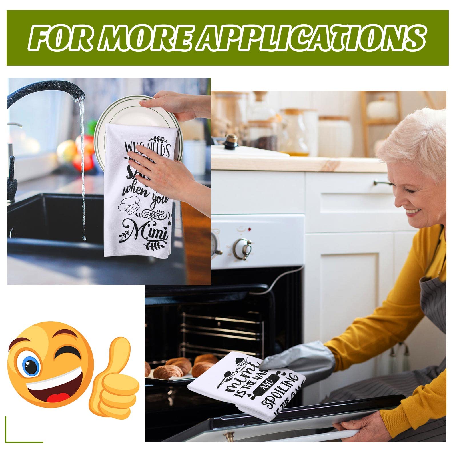 4 Pieces Nana Kitchen Towel Funny Dish Towel Microfiber Tea Towel Nana Gift for Home Birthday Kitchen Cooking Baking (Mimi)