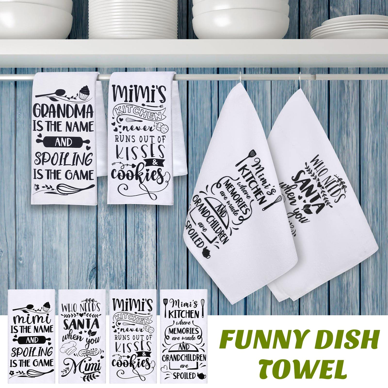 4 Pieces Nana Kitchen Towel Funny Dish Towel Microfiber Tea Towel Nana Gift for Home Birthday Kitchen Cooking Baking (Mimi)