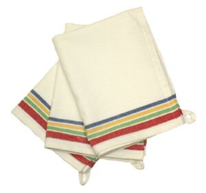 aunt martha's 18-inch by 28-inch package of 3 vintage dish towels,cotton, multi striped, multistripe