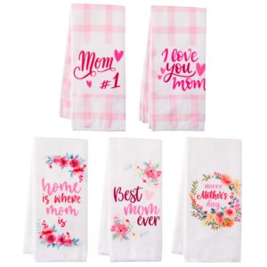 r horse 5pcs best mom kitchen dish towel set absorbent quick dry cloth dish tea towels reusable hand towels bar hand dishcloths kitchen rag happy mother's day decor for bathroom kitchen home supplies