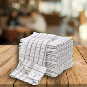 AMOUR INFINI Terry Grid Dish Cloths Pack of 8 Highly Absorbent, Quick Dry Dish Rags Super Soft Premium Kitchen Dish Cloth for Washing Dishes Dish (12x12 Inch - Beige)