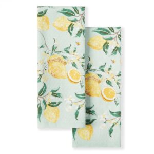 martha stewart dual purpose kitchen towel 2-pack set, lemon whimsy, 16"x28"