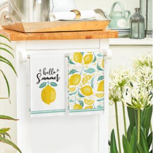 Artoid Mode It's Summer Time Lemons Kitchen Dish Towels, 18 x 26 Inch Seasonal Summer Fruit Ultra Absorbent Drying Cloth Tea Towels for Cooking Baking Set of 4