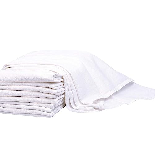 Linteum Textile Classic White Flour Sack Kitchen Dish Towels 100% Cotton, Tea Towels Absorbent and Long Lasting Material 6 Pack - 28x29 in