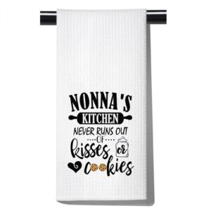 pofull nonna gifts grandma nonna kitchen decor nonna's kitchen never runs out of kisses and cookies dish towel (nonna towel)