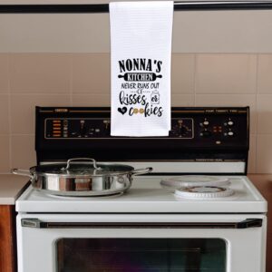 POFULL Nonna Gifts Grandma Nonna Kitchen Decor Nonna's Kitchen Never Runs Out of Kisses and Cookies Dish Towel (Nonna Towel)