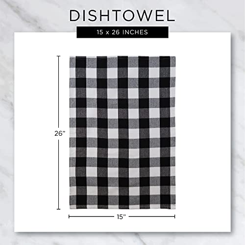 DII Basic Terry Collection Waffle Dishtowel Set, 15x26, Solid Black, 4 Piece