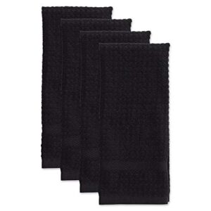 DII Basic Terry Collection Waffle Dishtowel Set, 15x26, Solid Black, 4 Piece