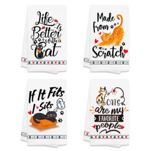 pinatas funny cat kitchen towels decorative set of 4,housewarming gifts,cat lover gifts for women,cat hand towels for kitchen,cat dish towels,tea towel,cat kitchen decor