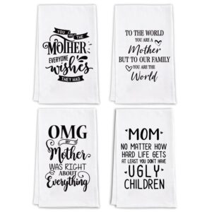 vastsea christmas gifts for mom-funny sack flour towels for mom gifts for christmas from daughter son, mothers day birthday gifts valentines day gifts for mom,great mother gifts,pack of 4