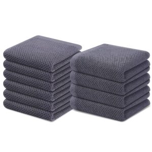 homaxy kitchen towels and dishcloths set, 12 x 12 inches and 13 x 28 inches, set of 10 bulk cotton kitchen towels set, ultra soft absorbent dish towels for washing dishes, dark grey