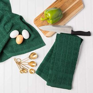 DII Basic Terry Collection Windowpane Dishtowel Set, 16x26, Dark Green Solid, 4 Piece