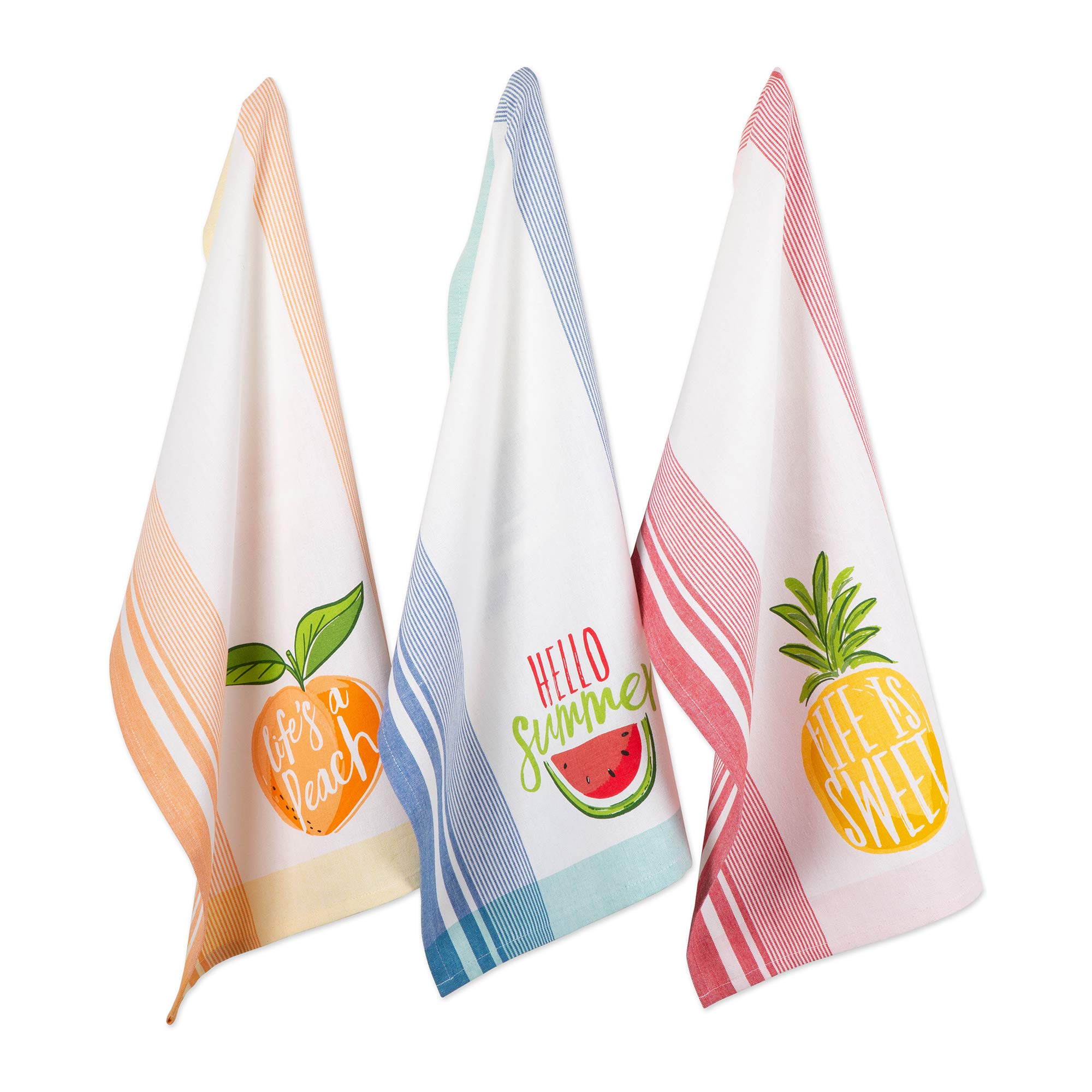 DII Watermelon Collection Kitchen, Dishtowel Set, Hello Summer 3 Piece