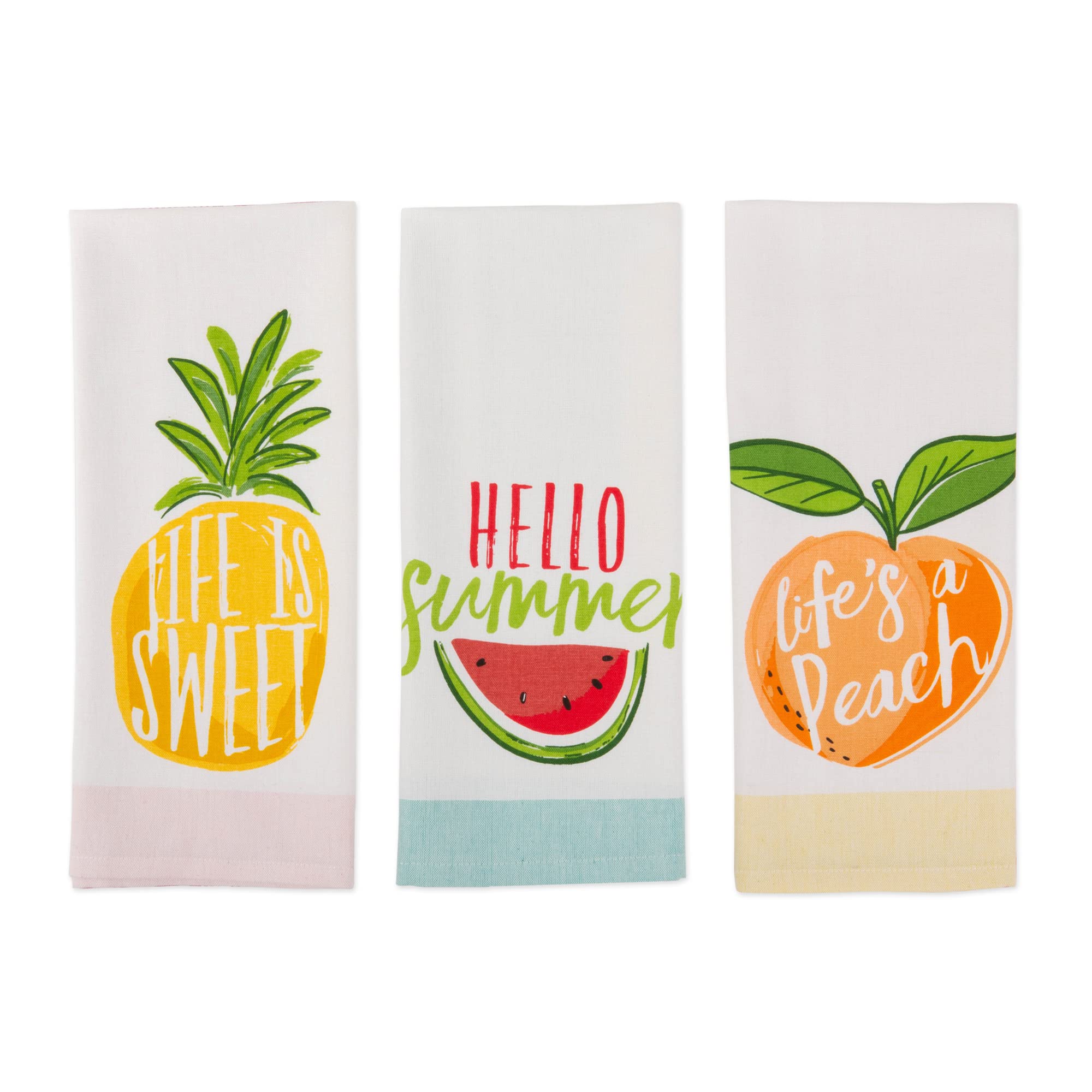 DII Watermelon Collection Kitchen, Dishtowel Set, Hello Summer 3 Piece