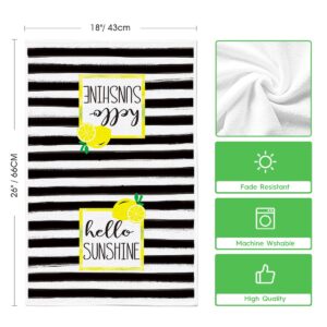 Artoid Mode Watercolor Stripes Lemon Kitchen Dish Towels Squeeze The Day, 18 x 26 Inch Seasonal Spring Summer Hello Sunshine Ultra Absorbent Drying Cloth Tea Towels for Cooking Baking Set of 2