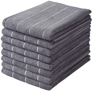 hyer kitchen microfiber kitchen towels - super absorbent, soft and thick dish towels, 8 pack (stripe designed grey colors), 26 x 18 inch