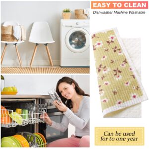 6 Pcs Swedish Kitchen Dish Towels Kitchen Dish Cloth Absorbent Quick Drying Kitchen Cloths Reusable Dishcloth Small Cleaning Cloth Rag for Kitchen Counter (Flowers Leaves Patterns)