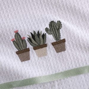 Hiera Home Kitchen Towels - Ultra Soft Cotton and Super Absorbent Dish Towels for Kitchen, Large Kitchen Towel 24x16 Inches, Natural Cotton Dish Towels Pack of 2 (Cactus)