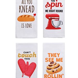 Microfiber Dish Towels Funny Kitchen Towel Set of 4 - Best Housewarming Gifts for New Home Kitchen, Tea Towels for Kitchen Funny, Mom Kitchen Gifts, Baking Themed Dish Towels with Sayings