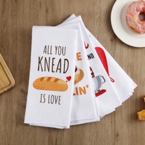 Microfiber Dish Towels Funny Kitchen Towel Set of 4 - Best Housewarming Gifts for New Home Kitchen, Tea Towels for Kitchen Funny, Mom Kitchen Gifts, Baking Themed Dish Towels with Sayings