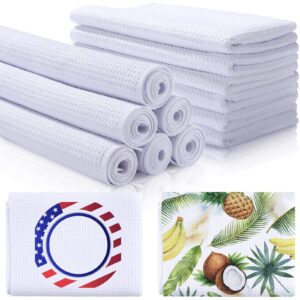 breling sublimation white towels waffle weave kitchen towels 24 x 16 inch dish towels microfiber dish drying towel absorbent tea towels (6 pieces)