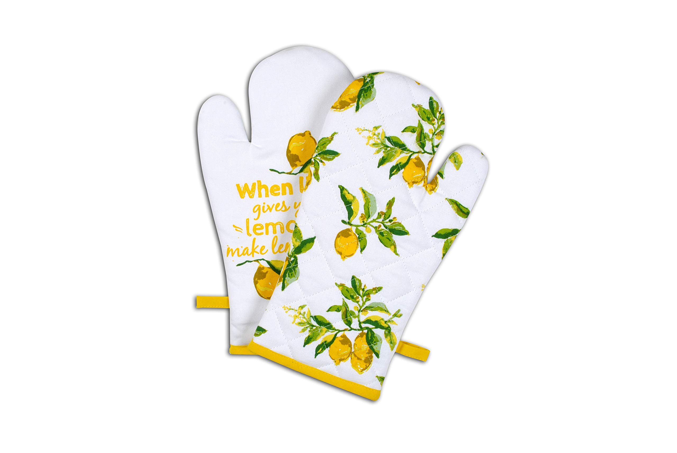 AMOUR INFINI Pot Holders, Oven Mitt and Kitchen Towel Heat Resistant 5-Piece Cotton Kitchen Set Perfect for Cooking, Baking, and Grilling Easter Gift Set (Citrus Splash)