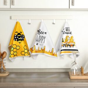 Geyoga 6 Pieces Sunflower Kitchen Towels Set Bee Dish Hand Towel Buffalo Plaid Gnome Tea Towels for Spring Kitchen Bathroom Home Decor,16 x 24 Inch(Orange, Sunflower)