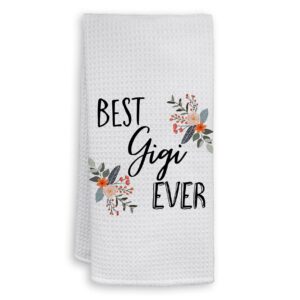 HIWX Best Gigi Ever Decorative Kitchen Towels and Dish Towels, Watercolor Boho Floral Gigi Mother's Day Hand Towels Tea Towel for Bathroom Kitchen Decor 16×24 Inches