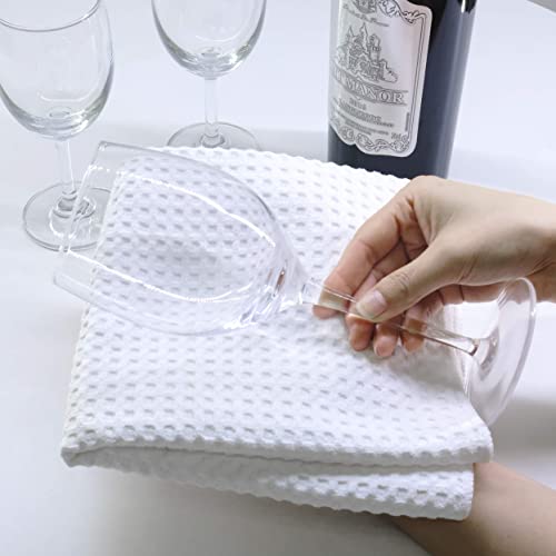 ProHomTex Microfiber Kitchen Dish Hand Towels, Waffle Weave Set of 6 (16” x 28”) Highly Absorbent (White)