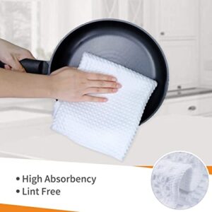 ProHomTex Microfiber Kitchen Dish Hand Towels, Waffle Weave Set of 6 (16” x 28”) Highly Absorbent (White)