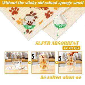 6 Pieces Cat Sweedish Dishcloth Dish Towels Durable Swedish Cleaning Cloths Absorbent and Fast Dry Kitchen Towels Cats Cleaning Cloths for Kitchen Bathroom Office Wedding Housewarming