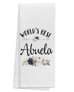 tunw best grandma kitchen towels 16″×24″,world’s best abuela floral soft and absorbent kitchen tea towel dish towels hand towels,birthday christmas thanksgiving for abuela grandma