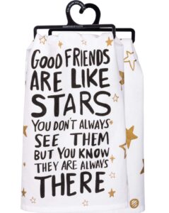 primitives by kathy lol made you smile dish towel, 28" x 28", good friends are like stars