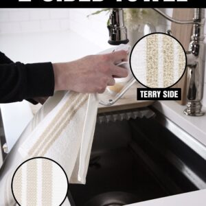 All-Clad Dual-Purpose Kitchen Towels: Highly Absorbent - 100% Cotton, 17"x30" Dish Towels for Cleaning & Drying Dishes & Glassware, 3-Pack, Almond