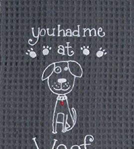 Kay Dee Dog Lover Embroidered Waffle Towel Set - Cotton - One Each You Had Me at Woof & Dog Love