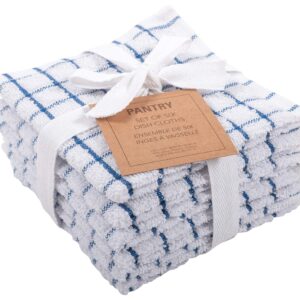 KAF Home Pantry 100% Cotton Checkered Grid Dish Cloths | Set of 6, 12 x 12 Inches | Absorbent and Machine Washable | Perfect for Cleaning Counters, and Any Household Spills - Blue