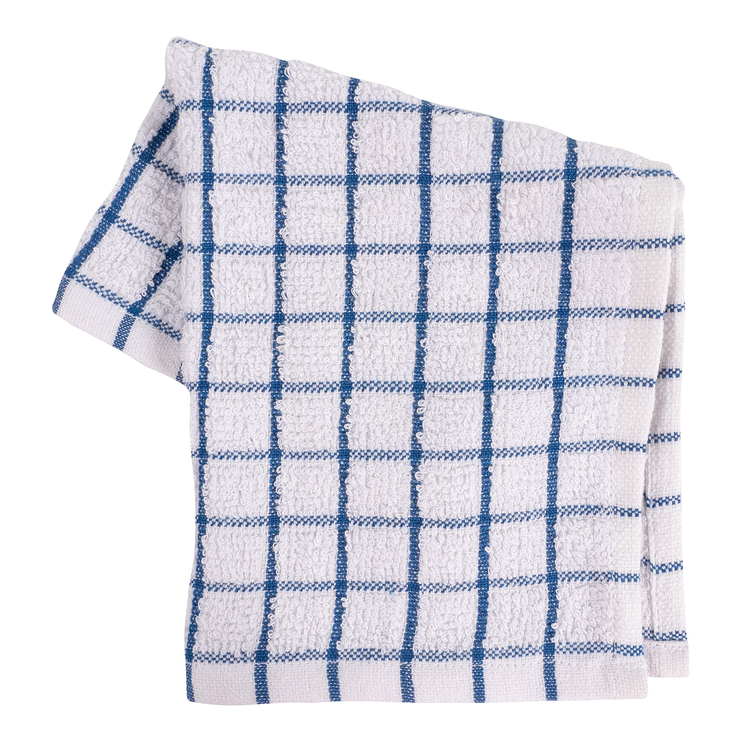 KAF Home Pantry 100% Cotton Checkered Grid Dish Cloths | Set of 6, 12 x 12 Inches | Absorbent and Machine Washable | Perfect for Cleaning Counters, and Any Household Spills - Blue