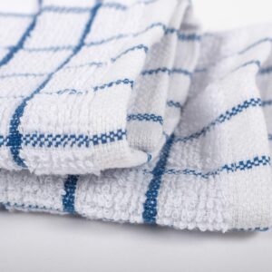 KAF Home Pantry 100% Cotton Checkered Grid Dish Cloths | Set of 6, 12 x 12 Inches | Absorbent and Machine Washable | Perfect for Cleaning Counters, and Any Household Spills - Blue