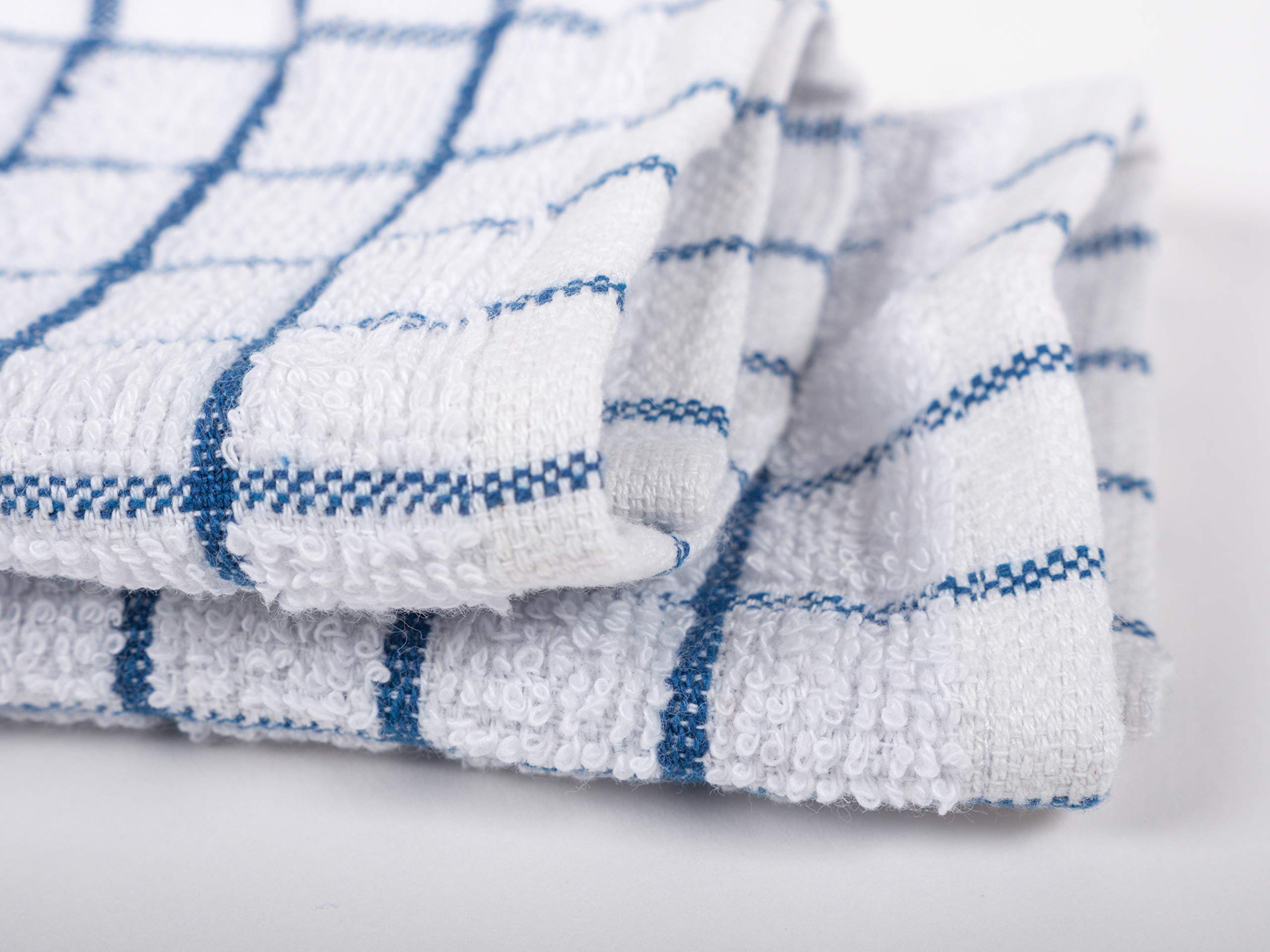 KAF Home Pantry 100% Cotton Checkered Grid Dish Cloths | Set of 6, 12 x 12 Inches | Absorbent and Machine Washable | Perfect for Cleaning Counters, and Any Household Spills - Blue