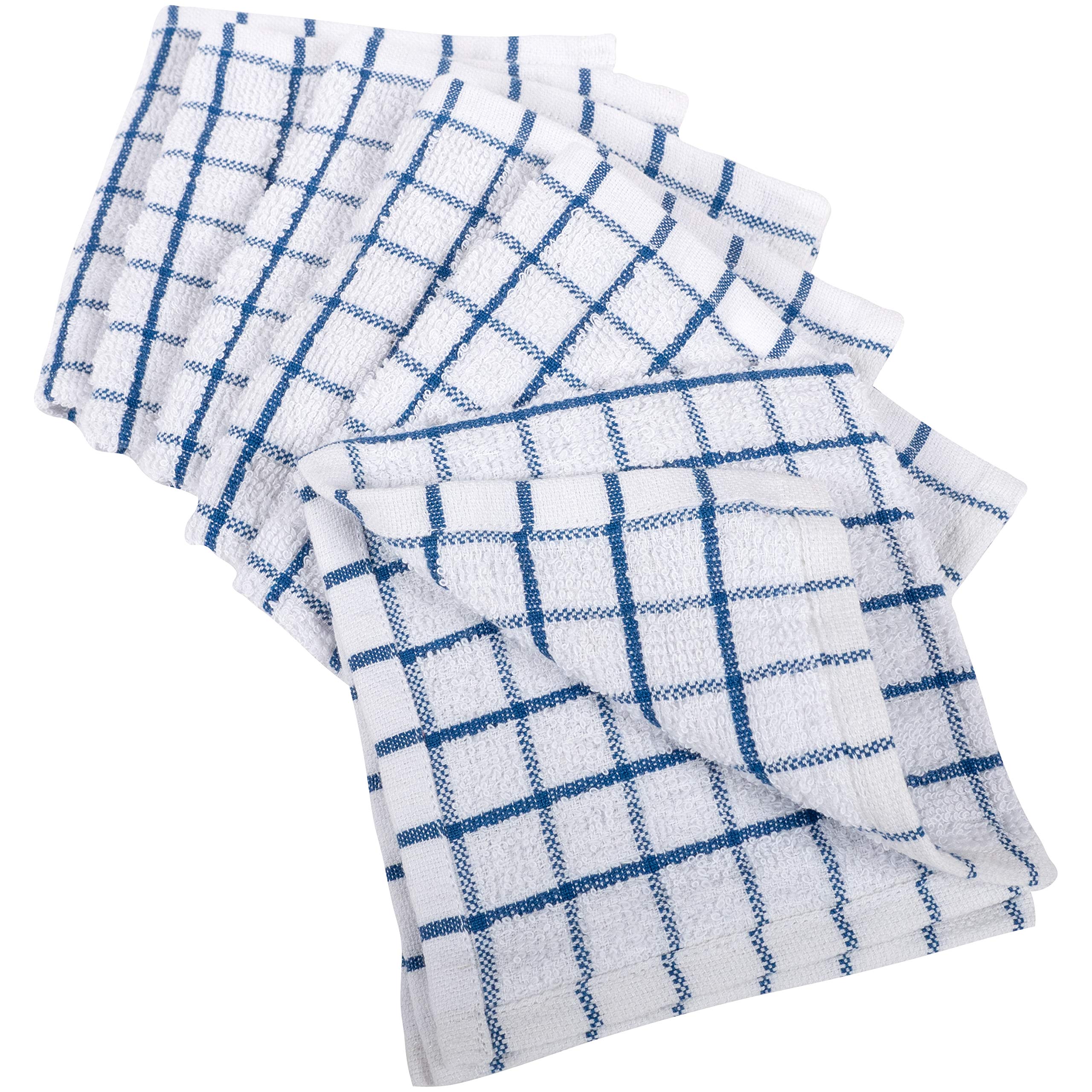 KAF Home Pantry 100% Cotton Checkered Grid Dish Cloths | Set of 6, 12 x 12 Inches | Absorbent and Machine Washable | Perfect for Cleaning Counters, and Any Household Spills - Blue