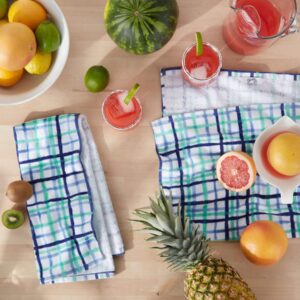 Fiesta Watercolor Plaid Kitchen Towel Set, 16"x28", Multi-Colored