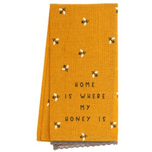 karma bee tea towel - 100% cotton hand towels for the kitchen - modern home decor - dark yellow 28.00" x 20.00"