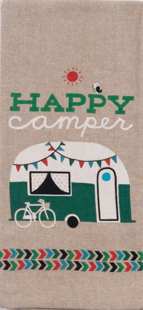 Kay Dee Designs Camping Adventures Chambray Towel Set - One Each Happy Camper & I Heart Camping